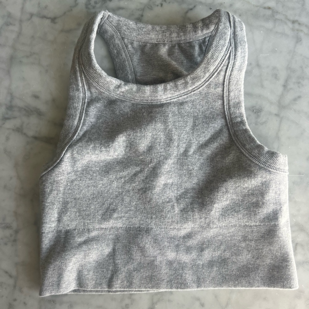 ALO Yoga Gray Ribbed Sports Bra